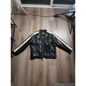 VINTAGE Arizona Jean Company Jacket Mens XL Black Motorcycle Faux Leather